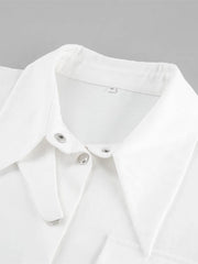 White Shirts For Women Autumn New Single Breasted Long Sleeve Loose Blouse Streetwear Fashion Casual Lapel Collar Blouses