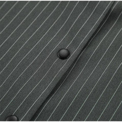 Women Striped Skirt Set Stand Collar Single Breasted Top High Waist Pleated Skirts 2024 Summer Fall New Fashion Lady Office Suit