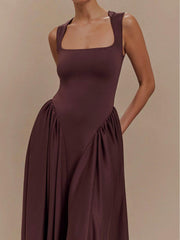 SHARON Midi Dress - Cacao Brown