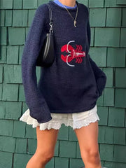 Y2k 2024 Goth Unisex Cartoon Sweater Long Sleeve Knitted Pullovers Oversized O-neck Fashion Warm Cotton Streetwear.