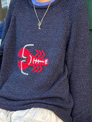 Y2k 2024 Goth Unisex Cartoon Sweater Long Sleeve Knitted Pullovers Oversized O-neck Fashion Warm Cotton Streetwear.