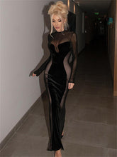 O Elegant Arm Dresses Fashion Full-Length Through Fall Party Gown Club Neck For Outfits Sexy - Long