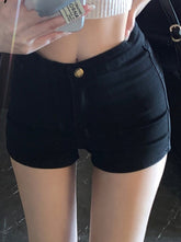 Casual High Skinny Women’s Waisted Black Fashion Jeans Korean Shorts 2024 Straight