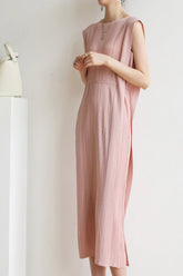 Ruched Lace-Up Midi Dress Pink / One Size Dresses