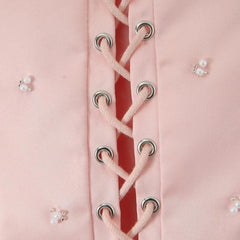Soft Girl Embroidered Beaded Corset Top