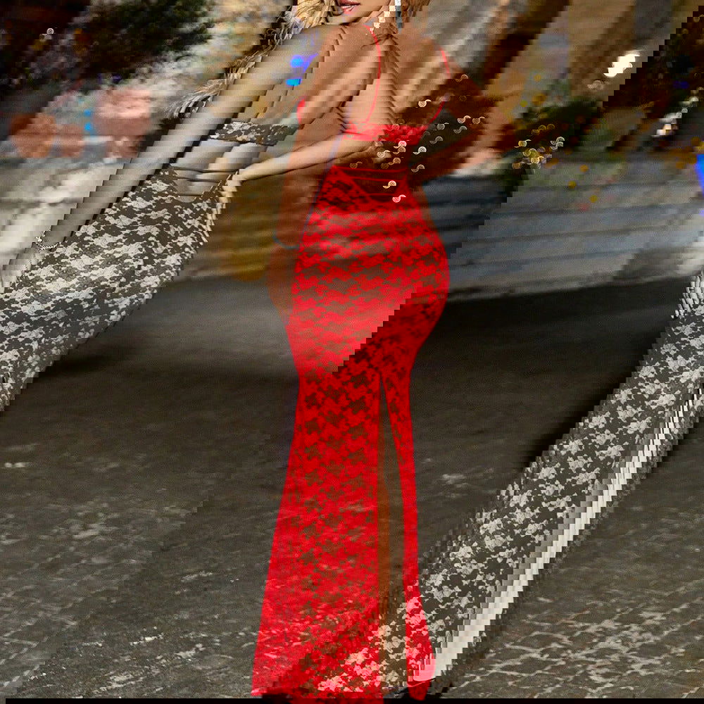 Sweet Spicy Dress Slim Fishtail Strap Dress Evening Dress