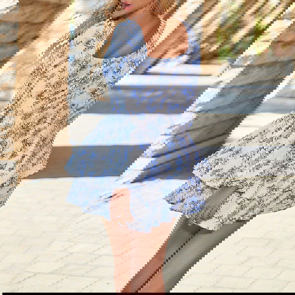 Sweet Dress Slim Fit Holiday Floral Print Tiered Dress