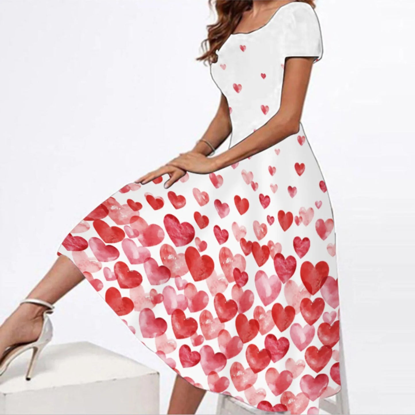 JuliaFashion - Summer Casual Crew Neck Loose Women Short Sleeve Floral Printed Boho Beach Long SunVintage Ladies Long Loose Dress