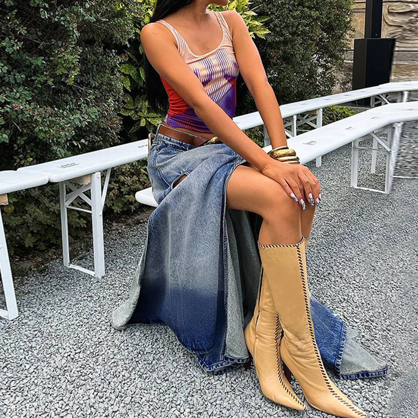 JuliaFashion - Vintage Chic Y2K Harajuku Streetwear Aesthetic Grunge Long Skirt Party Club Dress