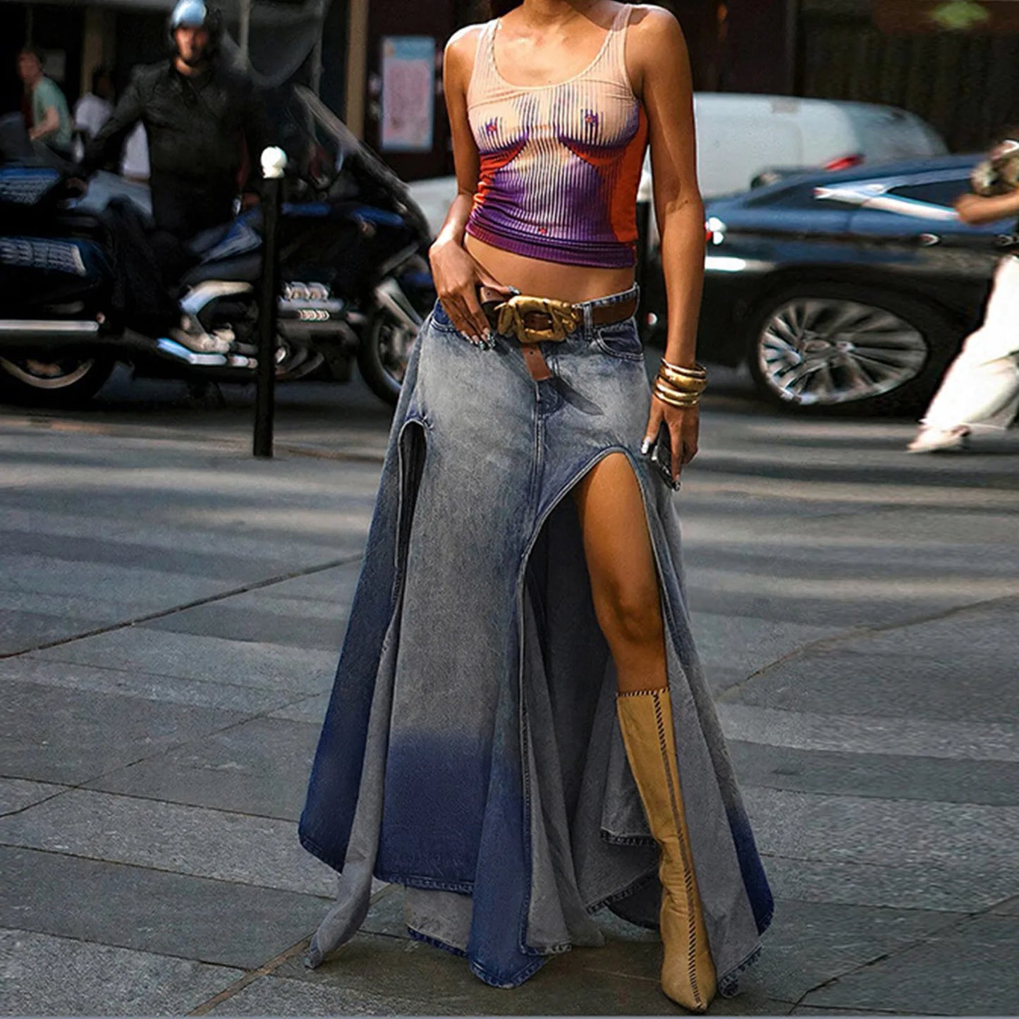JuliaFashion - Vintage Chic Y2K Harajuku Streetwear Aesthetic Grunge Long Skirt Party Club Dress