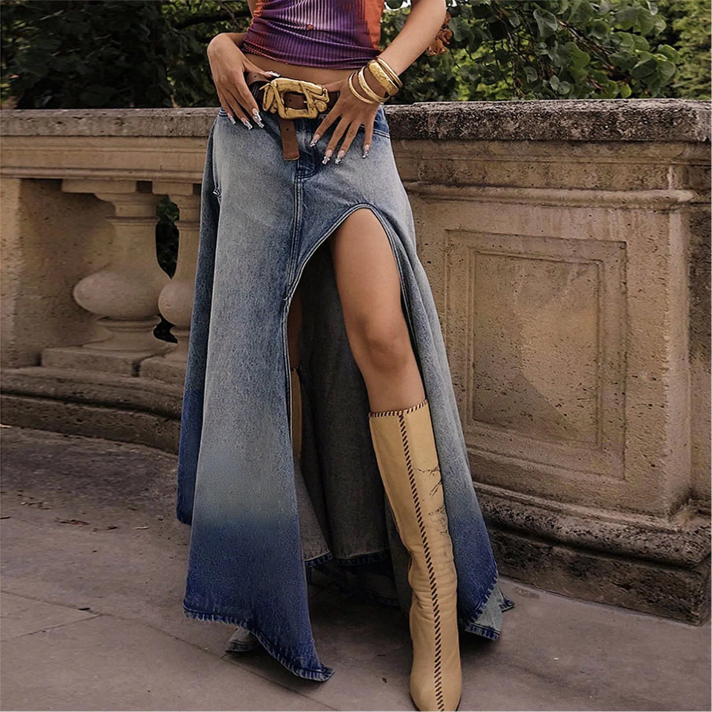 JuliaFashion - Vintage Chic Y2K Harajuku Streetwear Aesthetic Grunge Long Skirt Party Club Dress