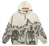 Vintage Printed Zip Up Hoodie Sweatshirts & Hoodies-L