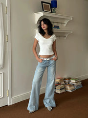 White V Neck Top