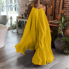 JuliaFashion - Women Boho Fashion Casual Solid Sleeveless Strap Pocket Loose Backless Big Swing Summer 2024 Vestidos Dress