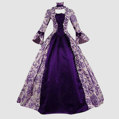 JuliaFashion - Cosplay Marie Antoinette Medieval Victorian Floral Robe Dress
