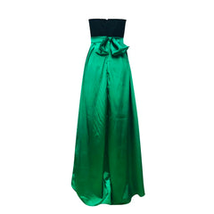 JuliaFashion - High Waist Satin Maxi Elegant Split Strapless A-Line Vintage Sleeveless Ball Gown Evening Party Dress