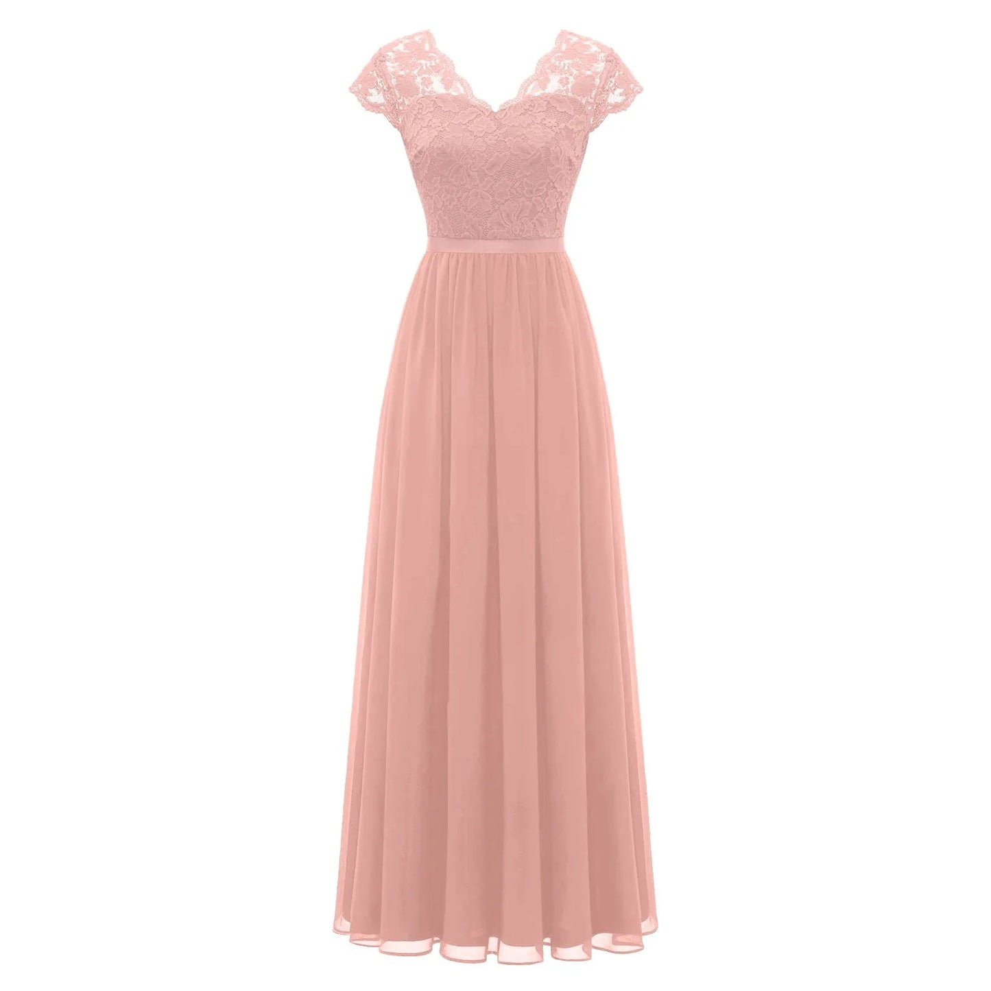 JuliaFashion - Lace Patchwork Maxi Long Evening Solid Lace Patchwork Backless V Neck High Waist Elegant Wedding Party Dress