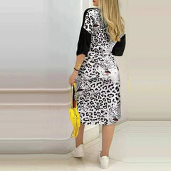 JuliaFashion - Women Striped Print Long Sleeve Shirt Autumn Spring Casual OL Long Fashion Vintage Splice Ladies Clothing Dress