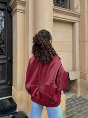 Vintage Elegant Chic Stylish Loose Zipper Leather Jacket