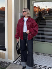 Vintage Elegant Chic Stylish Loose Zipper Leather Jacket