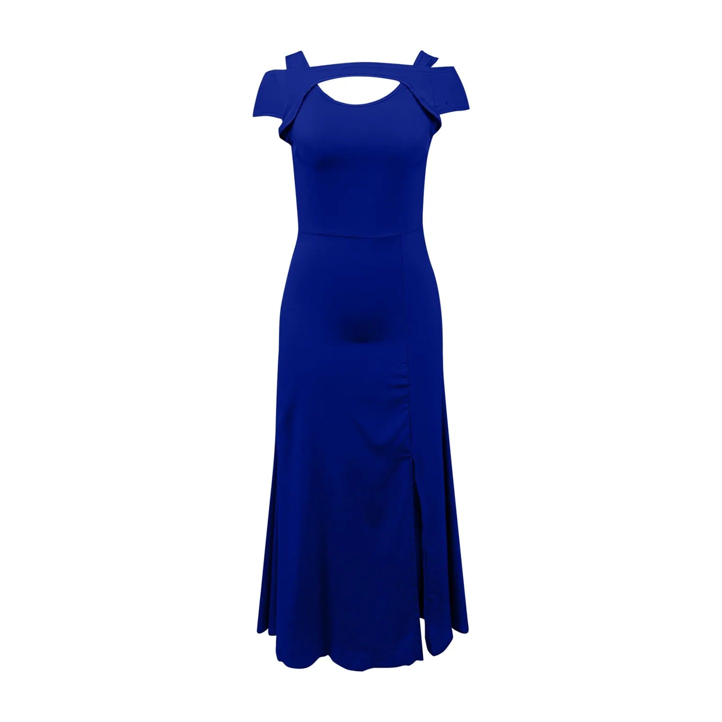 JuliaFashion - Women's Casual Long Maxi Evening Party Beach Long Solid Color Hollow Out Short Sleeve Square Collar Summer Costume Dress