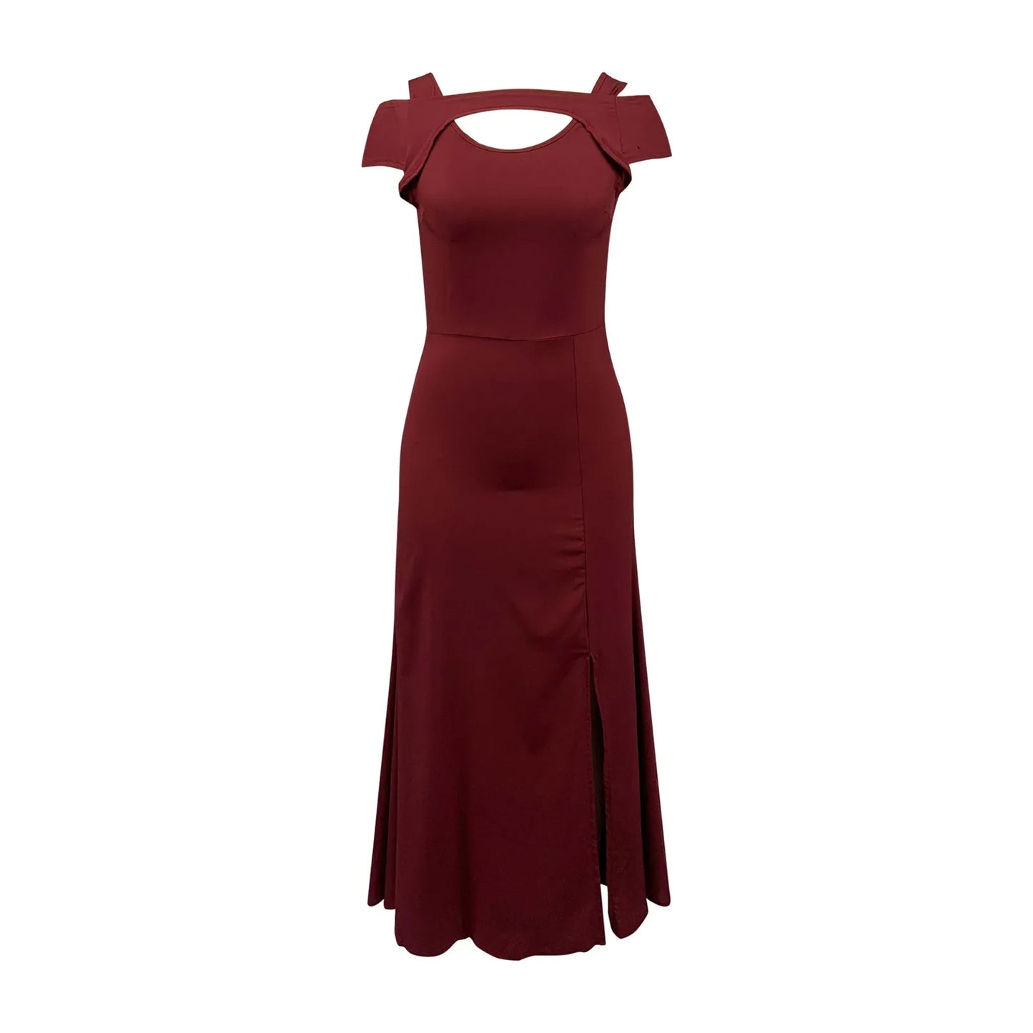 JuliaFashion - Women's Casual Long Maxi Evening Party Beach Long Solid Color Hollow Out Short Sleeve Square Collar Summer Costume Dress