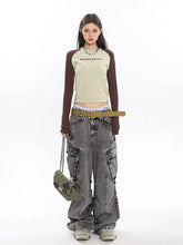 Y2K Distressed Big Pockets Cargo Jeans