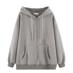 Gothic Punk Skeleton Print Hoody Jacket Grey / M