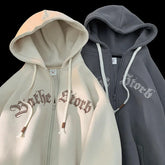 Y2K Vintage Casual Drawstring Zip Up Hoodie