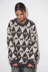 Casual Horse Graphic Pullover Sweater