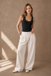 Waist Defined Rhinestone Drilled Sleeveless Tank Top