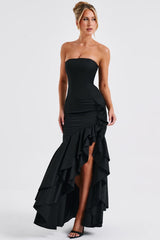 Daphne Asymmetrical Ruffle Maxi Dress