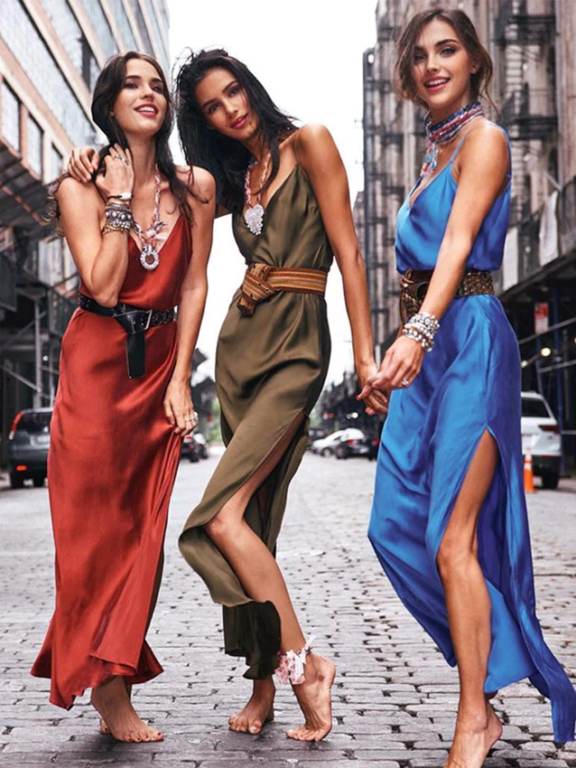 Julia Fashion - Sexy Satin V Neck Party Dress