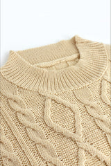 Long Sleeve Cable Knit Backless Sweater Dress