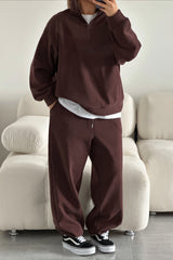 Half Zip Oversized Sweatshirt Pants Set