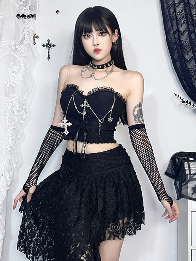 Gothic Sexy Harajuku Strapless Girl Grunge Crop Top