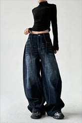 High Rise Embroidered Barrel Leg Jeans