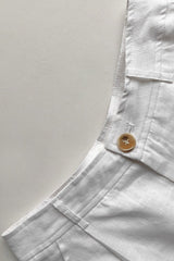 Tortoiseshell Button High Waist Linen Shorts