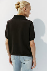 Hollow Out Polo Knit Sweater