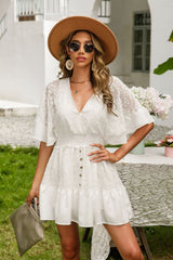 Lace Panel Batwing Sleeve Boho Dress