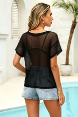 Hollow Out Glitter Knit Snow Detail Cover Up