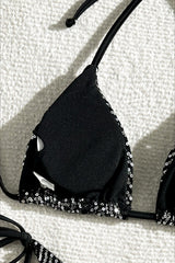 Black Star Sequin Two Piece Bikini Set