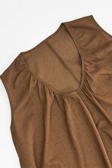 V-Neck Pleated Tank Loose Boho Dress