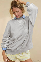 Crew Neck Solid Minimalist Relaxed Sweatshirt