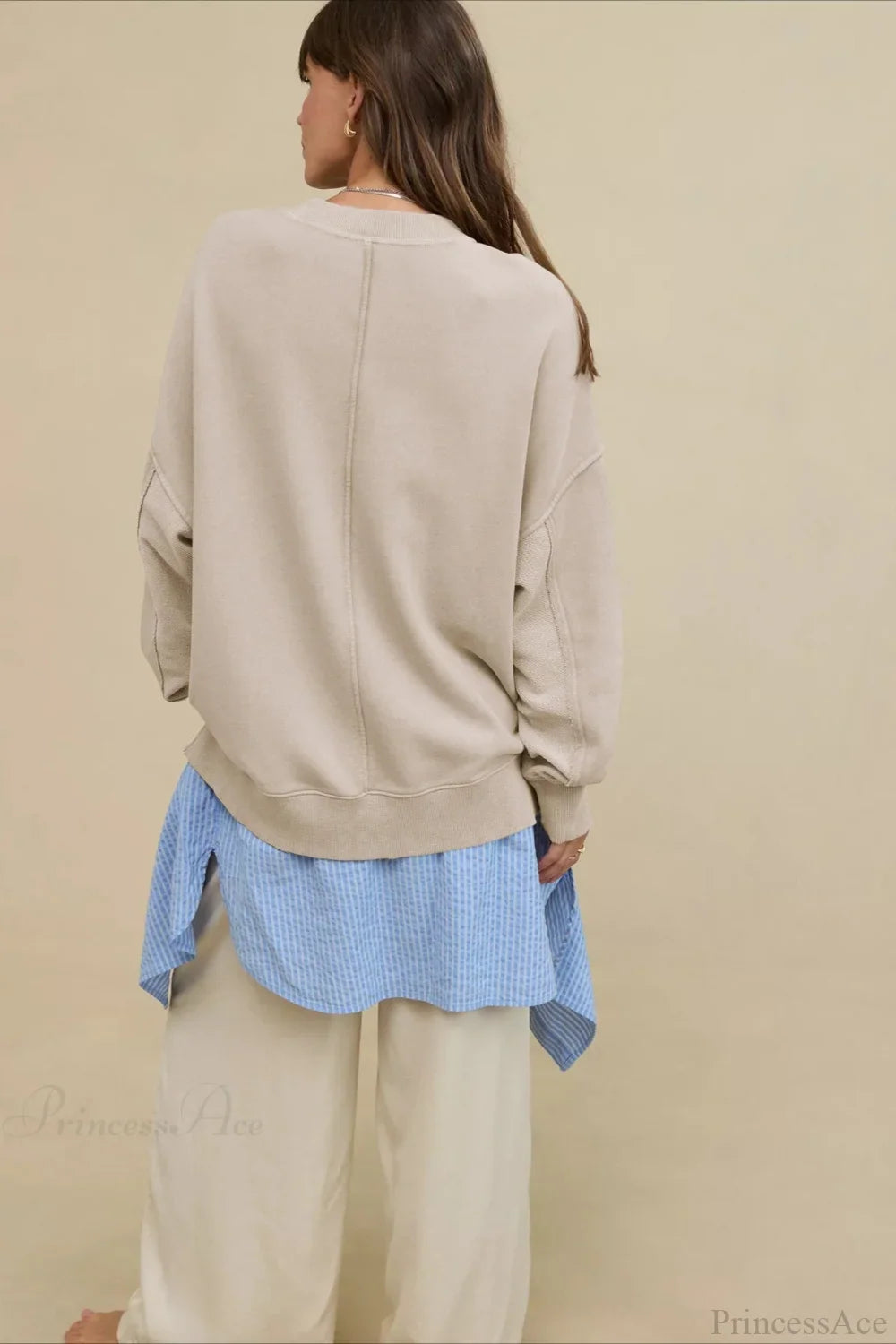 Crew Neck Solid Minimalist Relaxed Sweatshirt