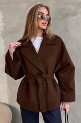 Vintage Belted Brown Wool Blend Coat
