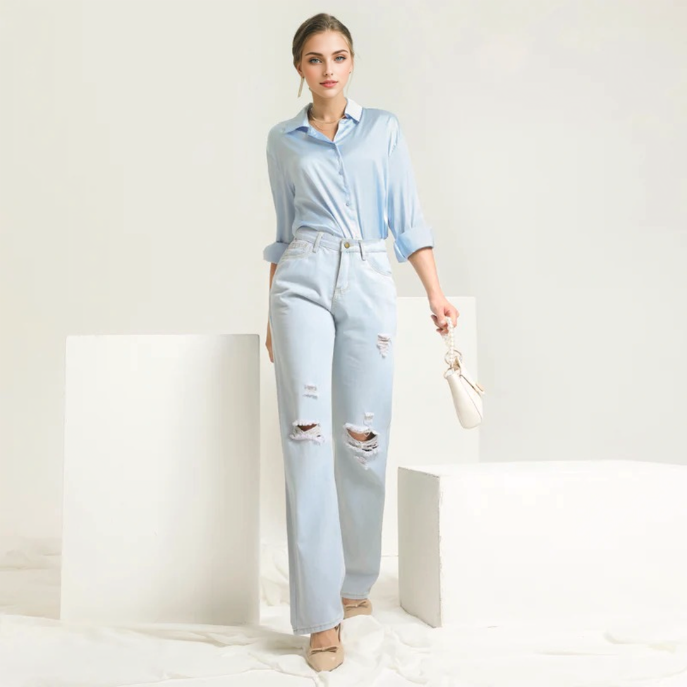 Julia Fashion - Women Wide Leg Jeans