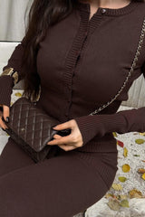 Ribbed Cropped Knit Top Flared Pants Set
