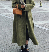 Green Wool Lapel Double-Breasted Overcoat Green / S