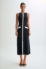 Fashion Buttoned Knit Work Dress